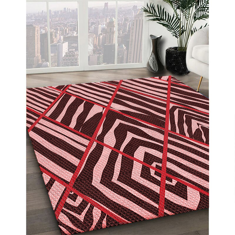 Tapis rouge tissé à la machine Myricle, Rectangle 2 pi x 4 pi