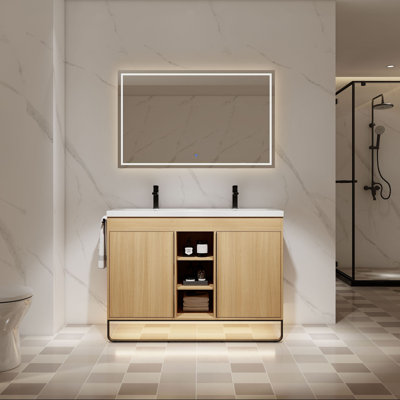 Meuble-lavabo 48 po avec deux lavabos et supports de rangement