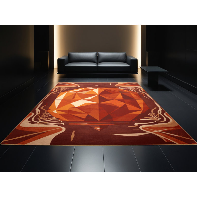 Machine Washable Kirkwood Kimchi Jar Global Inspired Geometric Rug in Brown – LightBrown Binding, 7x9