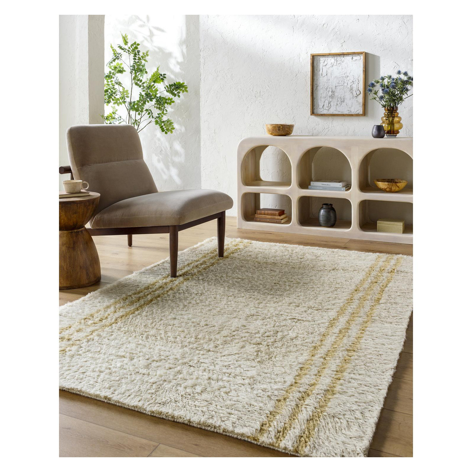Hand Tufted Wool Tan Rug, Rectangle 9' x 12'