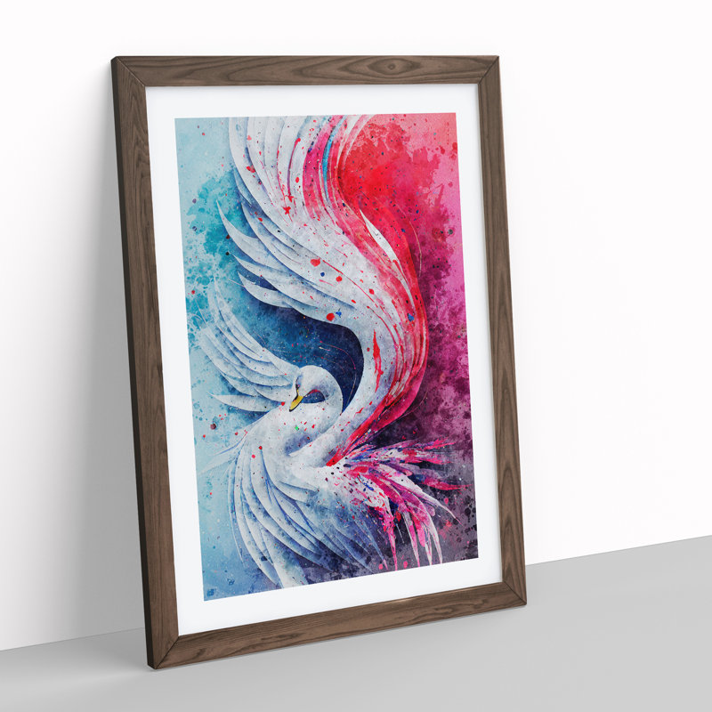 Mesmerizing Swan Abstract - Framed Print, 64cm H x 46cm W, Brown