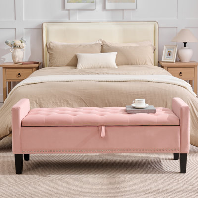 50" Wide Velvet Tufted Rectangle Storage Ottoman