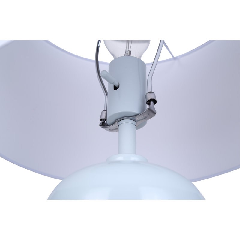 Lampe de table 1 lumière Devyansh avec finition bleu clair et abat-jour blanc
