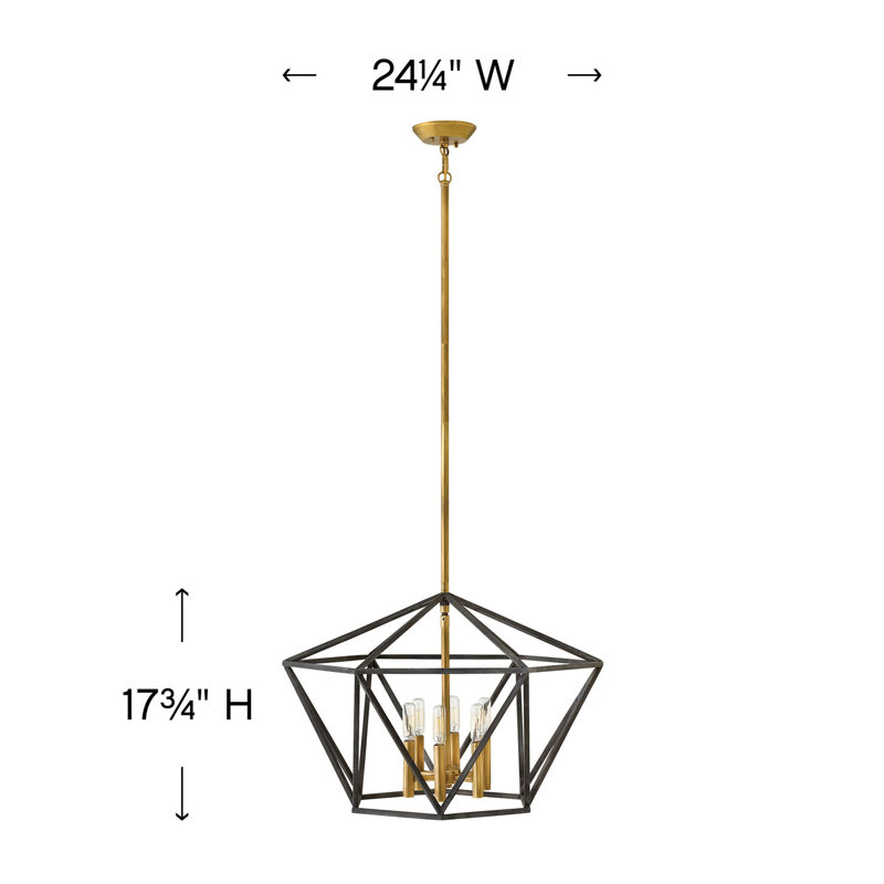 Aged Zinc Brass Cage 6-Light Chandelier
