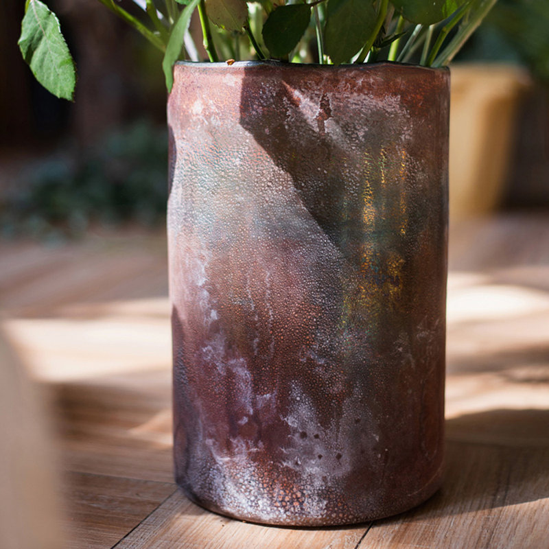 Handmade Glass Table Vase, 12" H x 7.8" W x 7.8" D