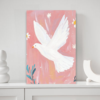 Peaceful Pink Dove Peaceful Serene Contemporary Bird Nature Spring Wall Art Print 1 Piece Wrapped Canvas Wall Art