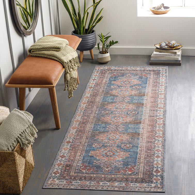 Amneris Machine Washable Traditionnal Boho Coral Runner Rug