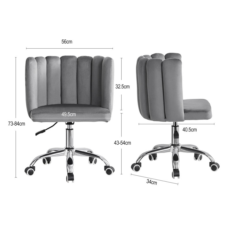 Picariello Velvet Office Chair, Grey