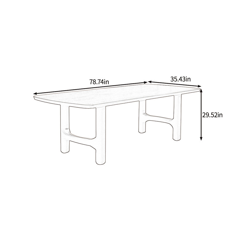 Stable and durable large dining table, 29.52"H x 78.74"L x 35.43"W
