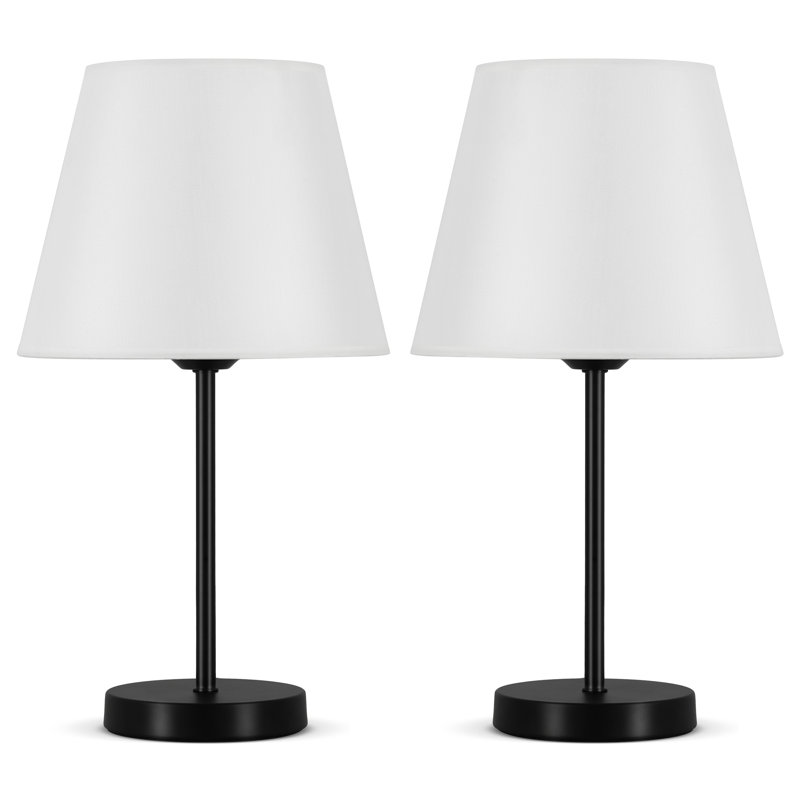 15.4 Inch Tall Table Lamps with Metal Base&Fabric Lamp Shade