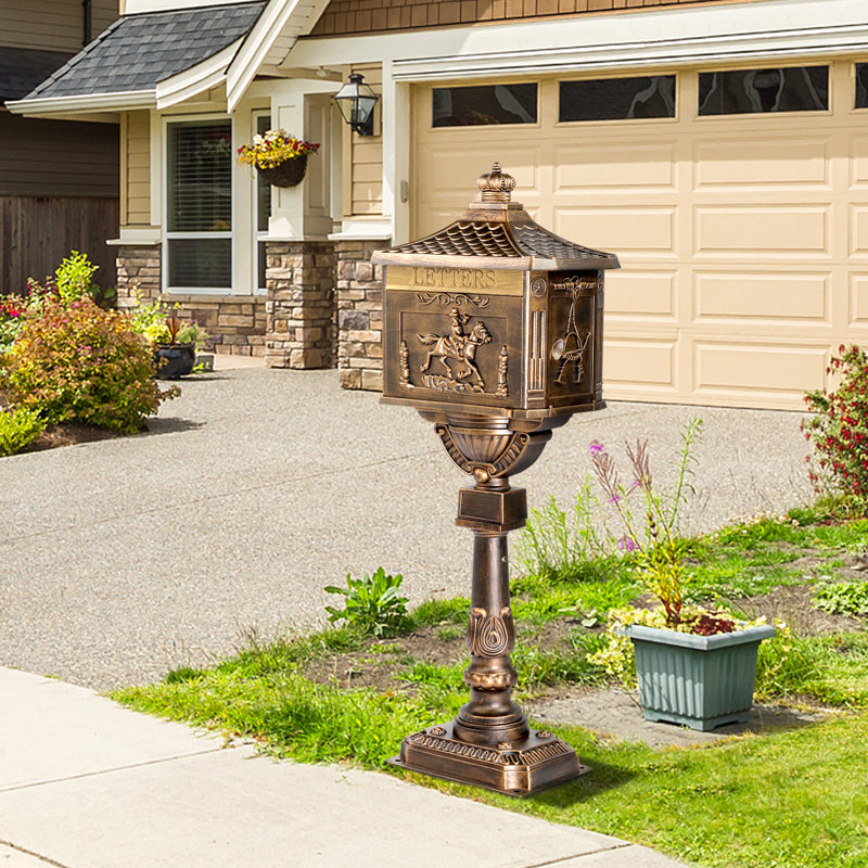 Metal Post Mounted Mailbox