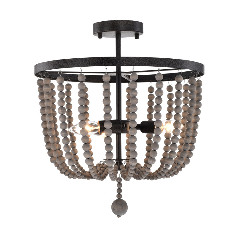 Kocher Semi Flush Mount, Rustic Iron, Silver