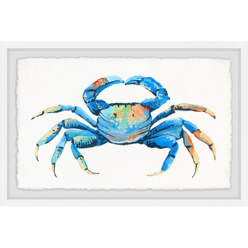 Blue And Orange Crab - Single Picture Frame Painting, 41 cm H x 61 cm W x 4 cm D