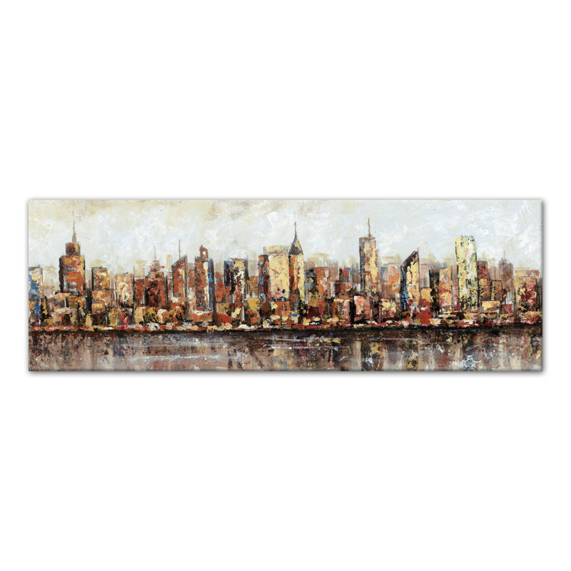 « painted cityscape », impression sur toile, H 20 po x l 60 po, Toile tendue