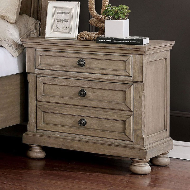 Leiston 28.75'' W Solid Wood Nightstand, Gray