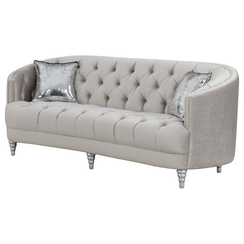 Dolby Grey and Chrome Sofa with Tufted