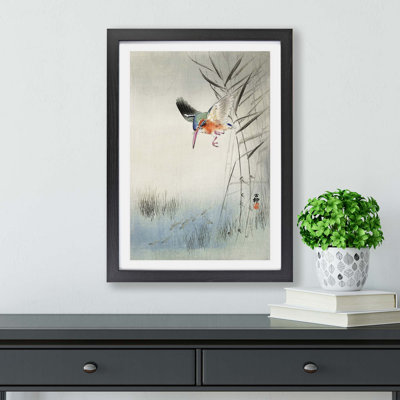 Hunting Kingfisher by Ohara Koson - Framed Print
