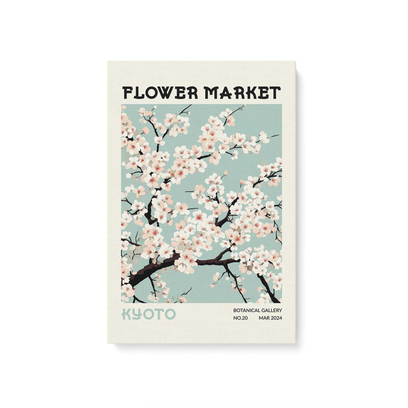 Marché aux fleurs de Kyoto, Toile tendue, H 18 po x l 12 po