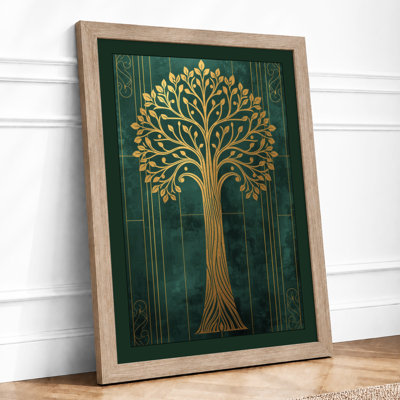 Golden Tree In Emerald Art Deco - Print