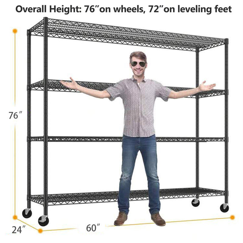 Support de rangement réglable avec roulettes Nijal, Noir