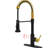 Automatic Smart Kitchen Faucet - Touchless With Motion Sensor, Hands , Black + Gold, Contemporary, Stainless Steel, Ceramic Filler Sink Pull-Down ,