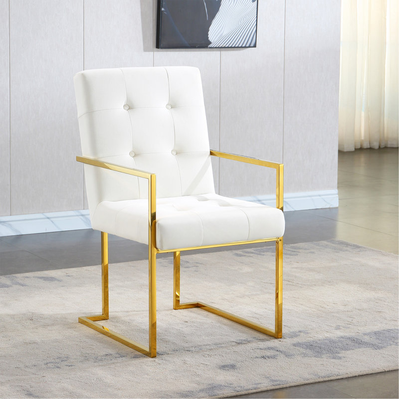 Ensemble de 1 chaise de salle à manger moderne en velours, conception capitonnée et base en acier inoxydable, 1