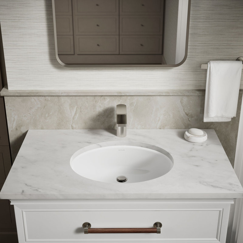 Caxton White Vistreous China Oval Undermount Bathroom Sink