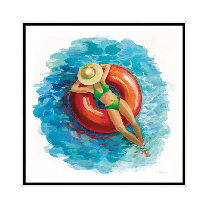 " Sunbather I " by Silvia Vassileva, 37'' H x 37'' W x 1.5'' D, White Framed Canvas, No Matte