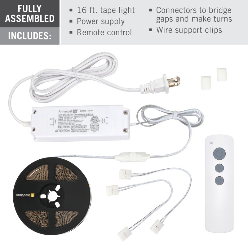 16 ft Soft White LED Strip Light Kit with Remote