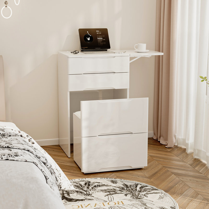Ensemble de meuble-lavabo 3 lumières avec tabouret, tablettes latérales et tiroirs pliables