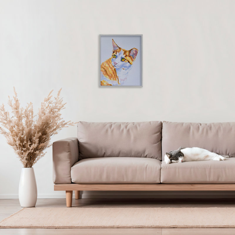 Giclée encadrée «Orange Cat Expression» par Tatiana Roberts, Estampe numérique Farmhouse, H 14 po x l 11 po