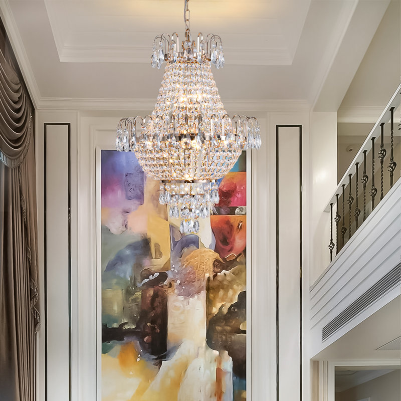 Lustres en cristal doré, grand éclairage de plafond contemporain de luxe