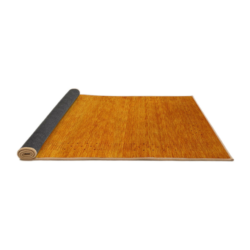 Tapis de zone jaune contemporaine, Rond 7 pi x 7 pi