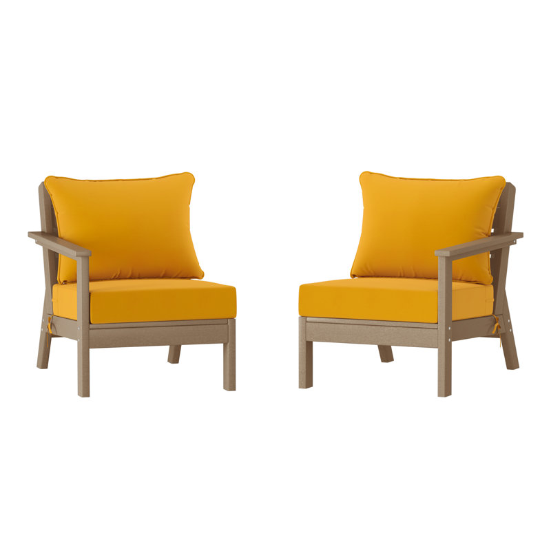 Ensemble de sièges profonds avec coussins, Light Brown, Yellow