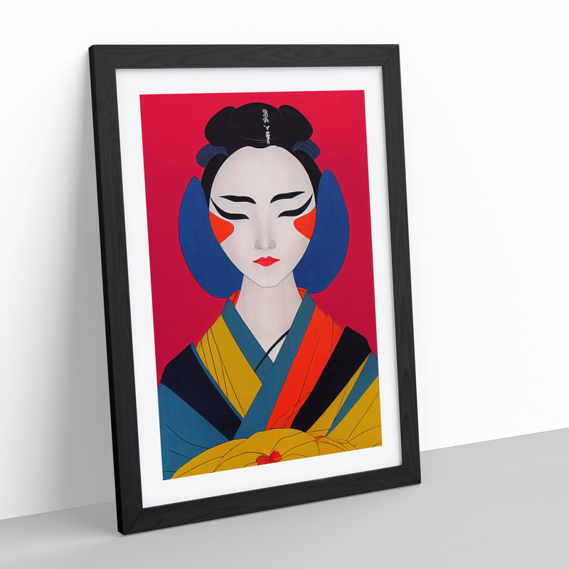 Artful Geisha No.2 - Single Picture Frame Print, Black Framed, 64cm H x 46cm W x 2cm D