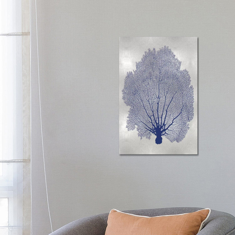 Sea Fan Indigo II by Melonie Miller - Print on Canvas, 66.04cm H x 45.72cm W x 1.91cm D, Wrapped Canvas