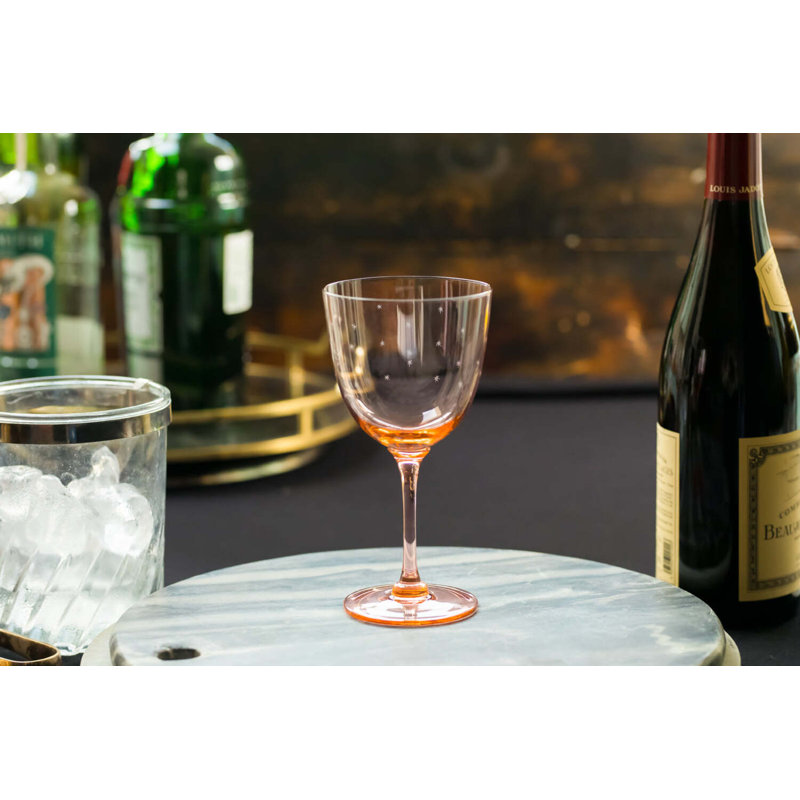 Handmade Crystal Wine Glass, Clear/Orange
