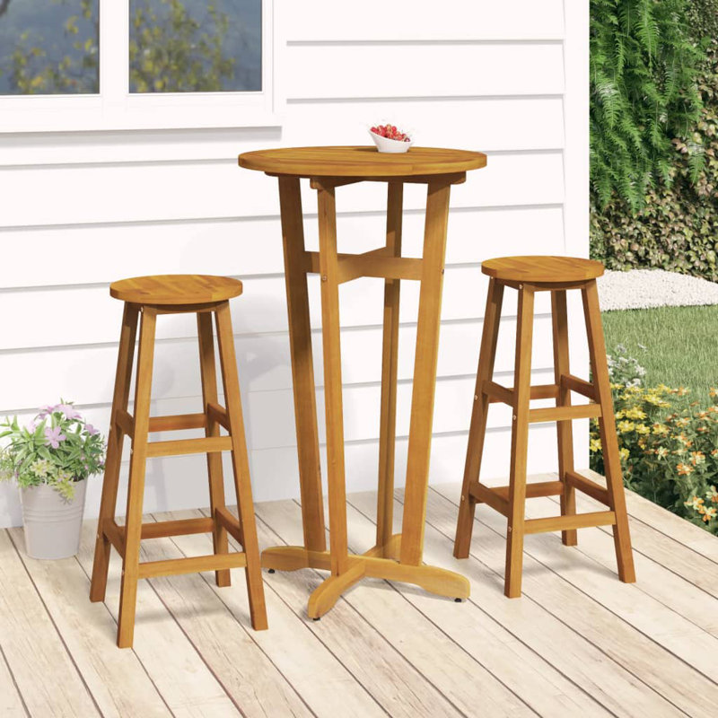 Isyla Round Acacia Outdoor Bar Table , 60cm cm W 60cm cm D
