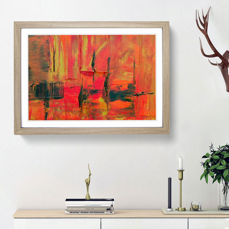 Abstract Art Painting Vol.293 by S.Johnson - Picture Frame Painting Print, Oak Framed, 36cm H x 48cm W x 2cm D