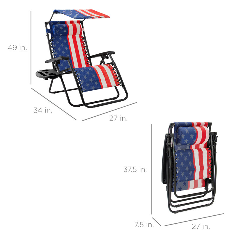 Alahia Folding Recliner Chair, Blue/White/Red