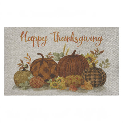 Happy Thanksgiving Entry Outdoor Door Mat, design by Nan, 18"x30"