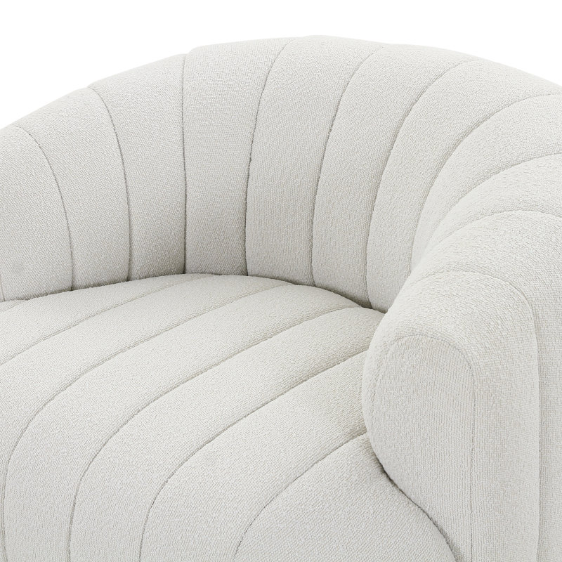 Athaleyah Upholstered Swivel Barrel Chair, White Boucle