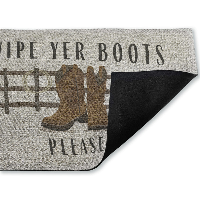 Wipe Yer Boots Please Outdoor Door Mat, design by Darlene Seale, 18"x30"