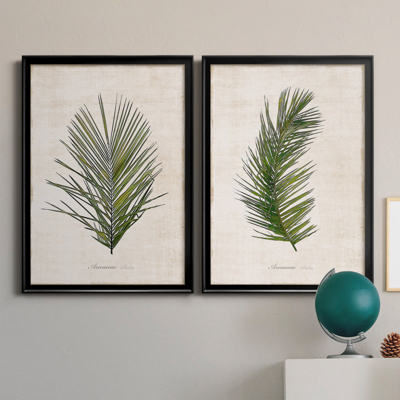 Palm Botanical I - ensemble de 2 photographies sur toile, H 26,5 po x l 73 po, Toile encadrée, Noir