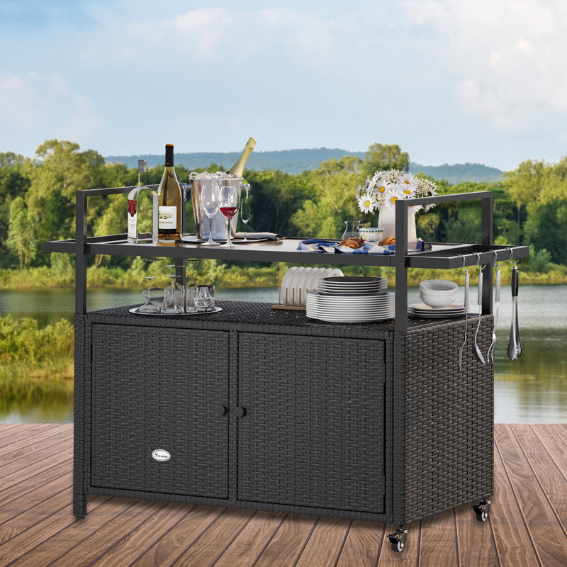 Chariot-bar d'extérieur de 41,7 po de largeur, Noir