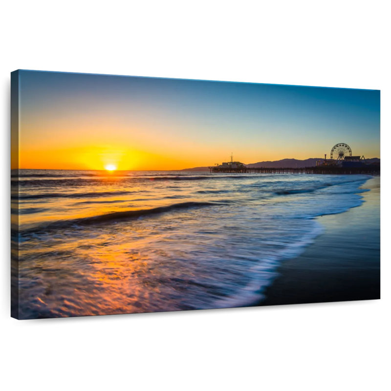 Gillard Santa Monica Pier au coucher du soleil, H 8 po x l 12 po