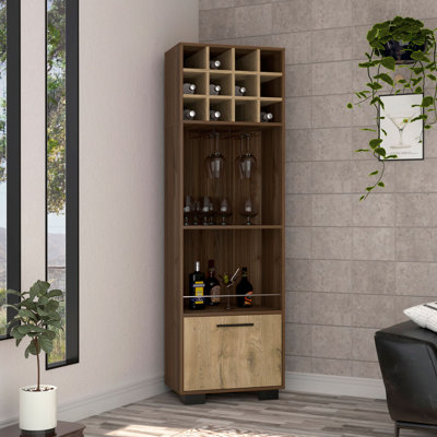 Bar Marsella, huit porte-bouteilles encastrés, deux tablettes latérales