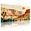 Paysage et nature, paysage désertique avec cactus et coucher de soleil, ensemble de 3 impressions sur toile-698007879