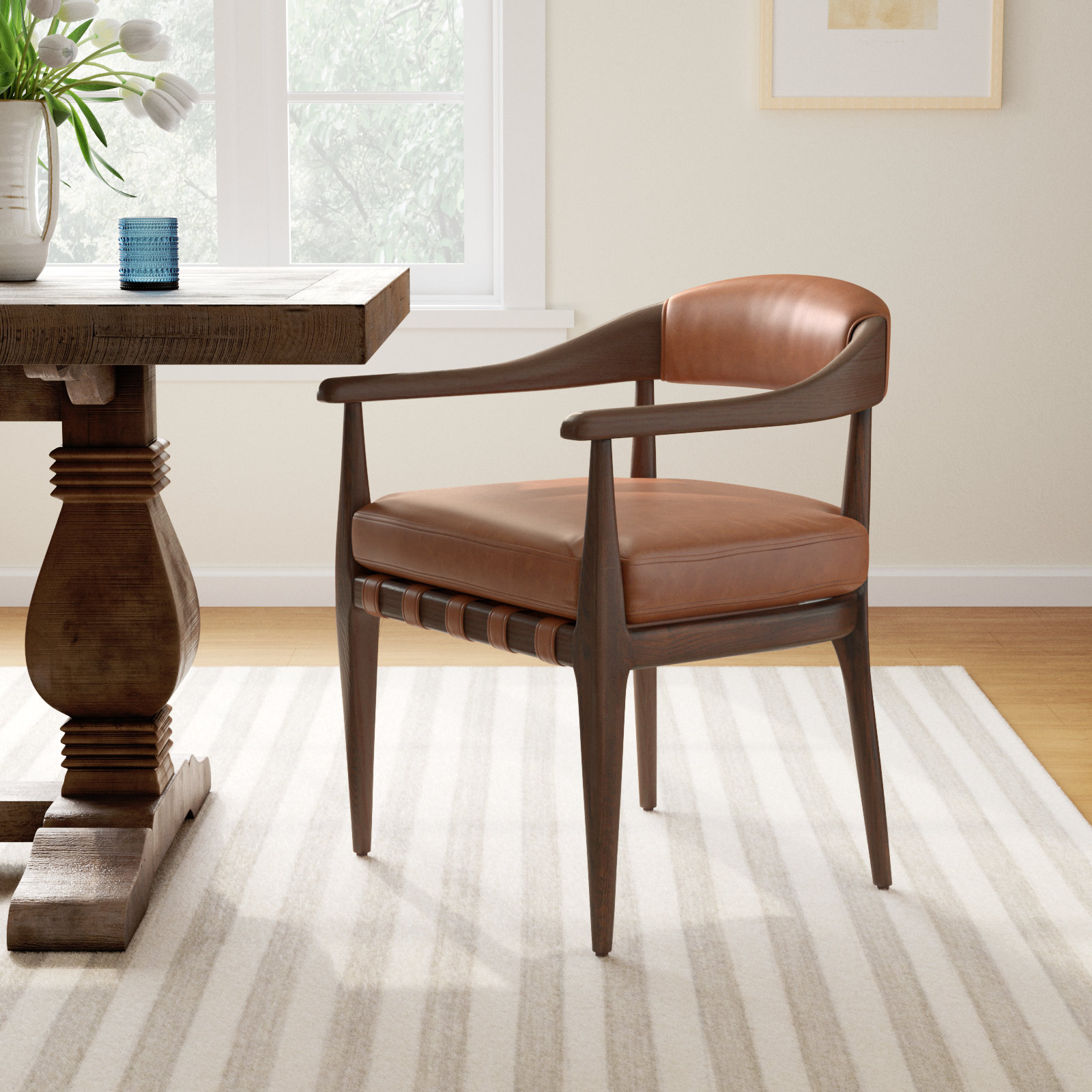 Clendon Dining Chair-Sonoma Chestnut, Terra Brown Oak Leather