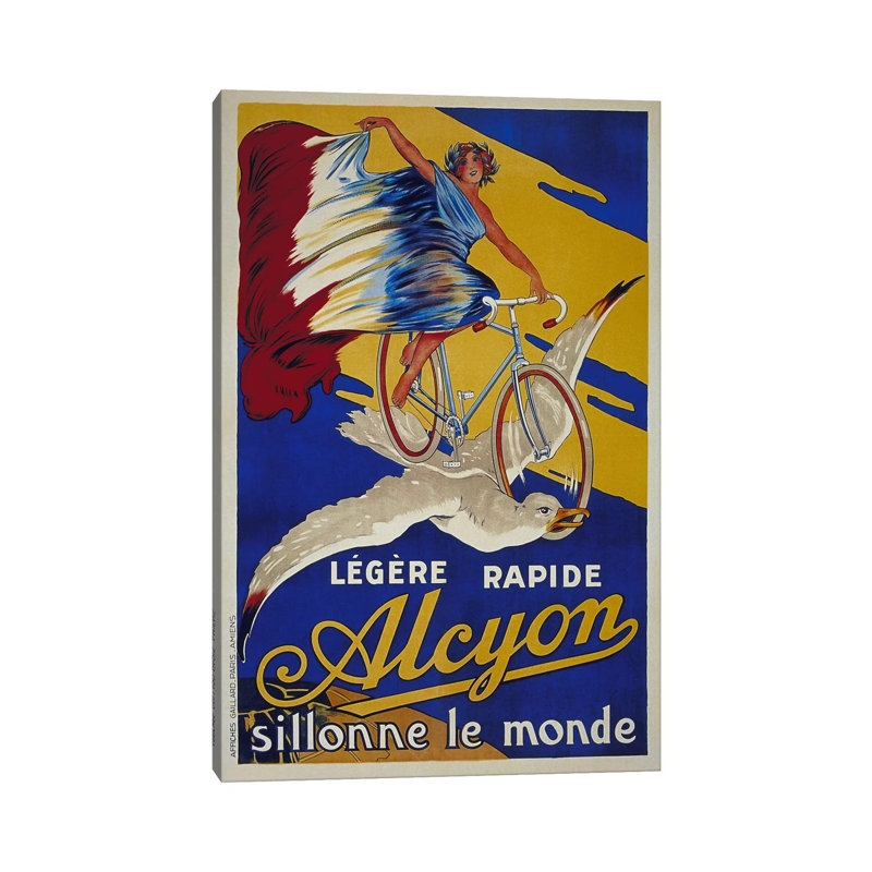Alcyon French Bicycle Advertising Vintage Poster - Wrapped Canvas Print, 20.32 cm H x 30.48 cm W